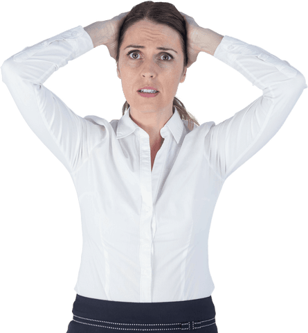 Transparent Background: Stressed Businesswoman Looking Worried