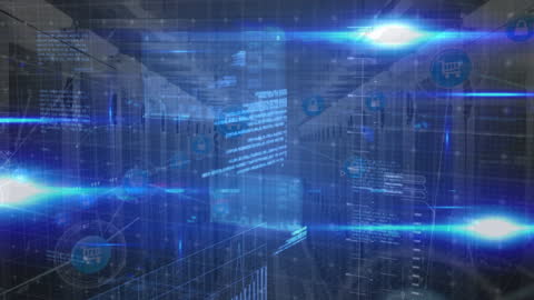 Futuristic Data Processing Center with Digital Connections