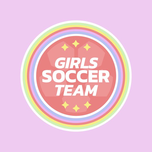 Girls Soccer Team Logo with Rainbow Border - Download Free Stock Templates Pikwizard.com