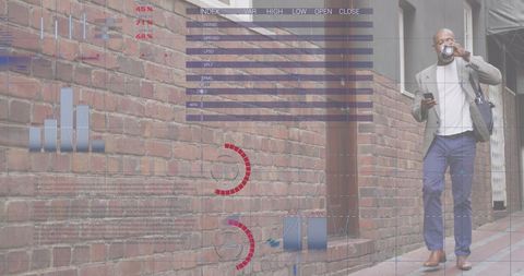 Businessman Analyzing Data with Smartphone and Coffee