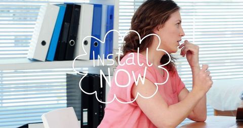 Focused Business Woman Working at Modern Office Desk