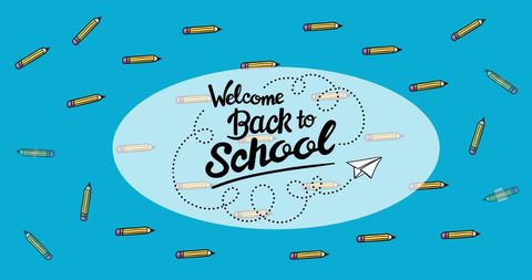 Colorful Back to School Welcome with Pencils and Paper Plane