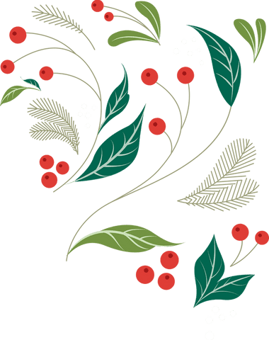 Botanical Sprigs with Berries on Transparent Background