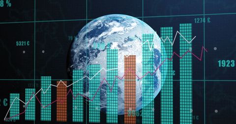 Global Data Analytics Overlay with Earth Background - Download Free Stock Images Pikwizard.com