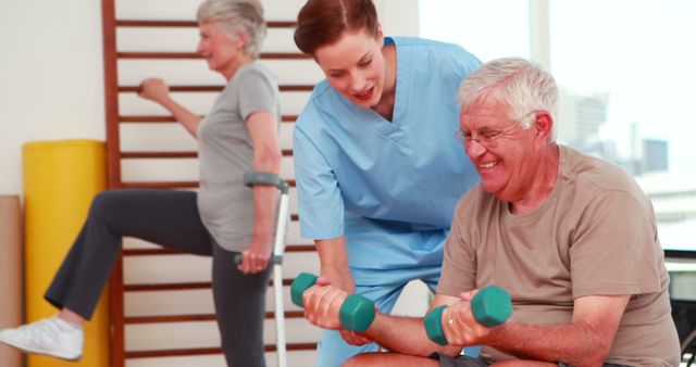 Elderly Fitness Training with Nurse Assistance - Download Free Stock Images Pikwizard.com