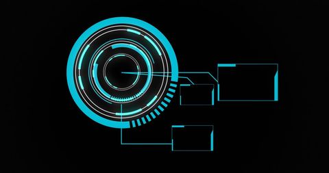 Abstract Digital Interface Display with Data Processing Graphics