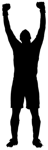 Silhouette of triumphant athlete with arms raised transparent