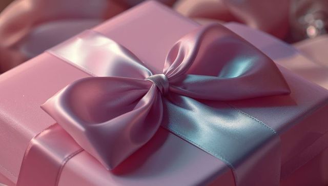Luxury Gift Box with Satin Ribbon in Soft Pink Pastels