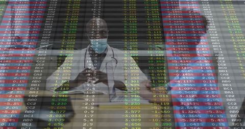 Doctor Analyzing Medical Data with Updated Interface Background