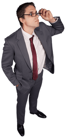 transparent businessman adjusting glasses standing in pose - Download Free Stock Videos Pikwizard.com