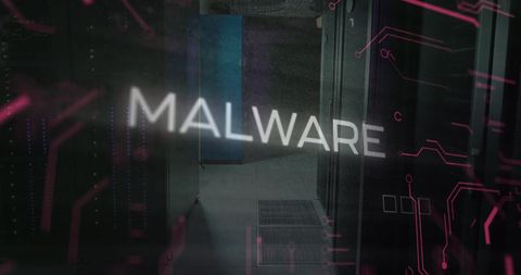 Malware Concept with Circuit Board Over Server Room - Download Free Stock Images Pikwizard.com