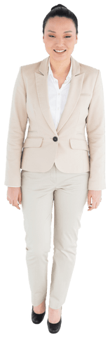 Happy Asian Businesswoman Standing Transparent Background