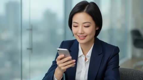 Professional Utilizing Smartphone in Modern Office