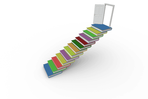 Colorful Staircase of Books Leading to Door on Transparent Background - Download Free Stock Videos Pikwizard.com