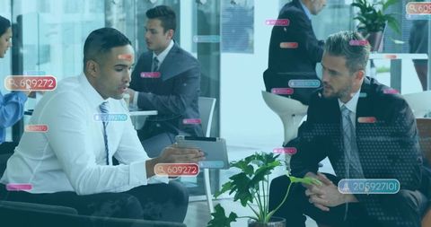 Contemporary Business Meeting in Sleek Corporate Lounge