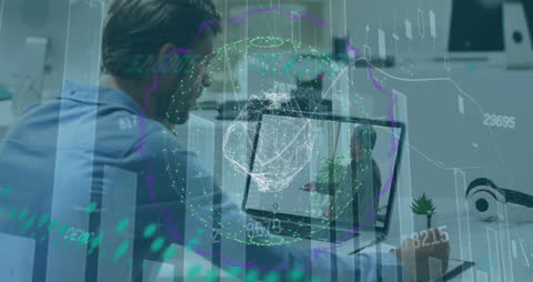 Business Data Analysis on Video Call with Futuristic Overlay