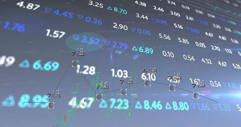 Futuristic Data Visualization with Numbers and Graph in Digital Space