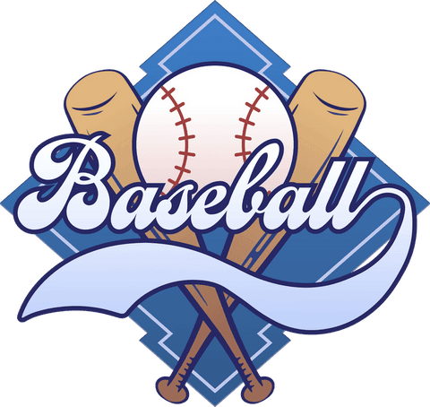 Baseball Logo with Crossed Bats on Transparent Background