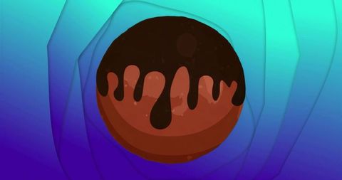 Avant-Garde Brown Sphere with Dripping Dark Glaze on Gradient Background