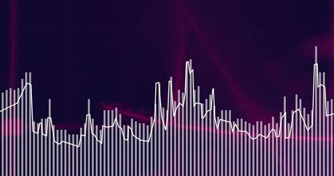 Dynamic audio waveform on vibrant digital screen background