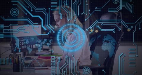 woman engaging in futuristic digital global network interface - Download Free Stock Images Pikwizard.com