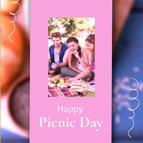 Friends Enjoying Picnic with Food Celebrating Outdoors - Download Free Stock Templates Pikwizard.com