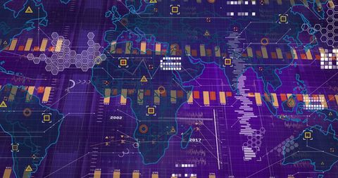 Abstract Global Financial Data Overlay on World Map - Download Free Stock Images Pikwizard.com