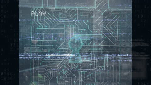 Digital Interface Animation with Data Flow in Server Room