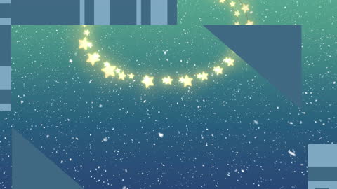 Christmas Stars and Falling Snow Animation Over Green Background