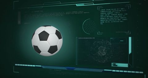 3D Soccer Ball with Futuristic Digital Interface and Scanning Technology