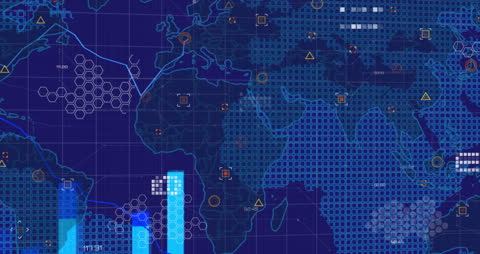 Global Data Processing and Network Connections Visualization