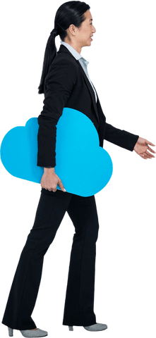businesswoman walking holding blue cloud symbol transparent background - Download Free Stock Videos Pikwizard.com
