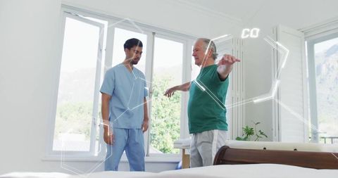 Healthcare Physiotherapist Assisting Senior Patient with Exercise