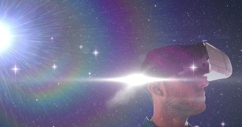 Immersive Virtual Reality Headset Space Exploration