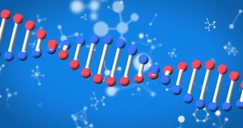 Rotating DNA Strand on Molecular Blue Background - Download Free Stock Images Pikwizard.com