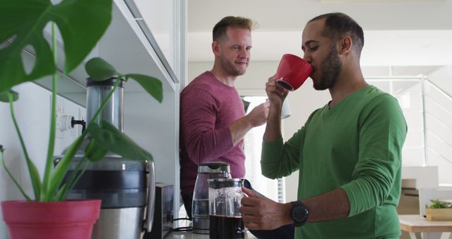 Morning Coffee Routine for Two Friends at Home - Download Free Stock Images Pikwizard.com