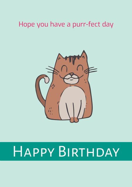 Cheerful cat illustration conveying birthday wishes with a playful message. Great for cat lovers, children, and anyone who appreciates humor. Ideal for personalized birthday wishes, adding charm and warmth to any celebration.