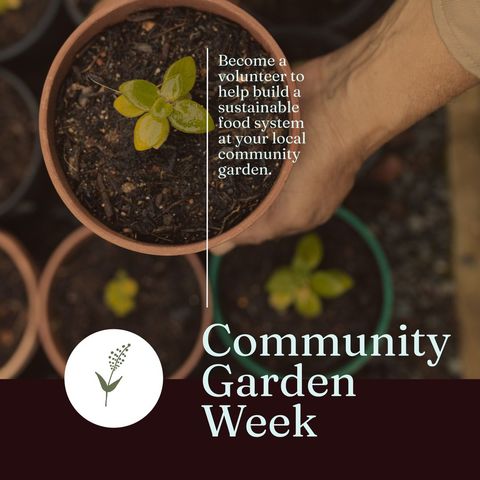 community garden week invitation with plant in hand - Download Free Stock Templates Pikwizard.com