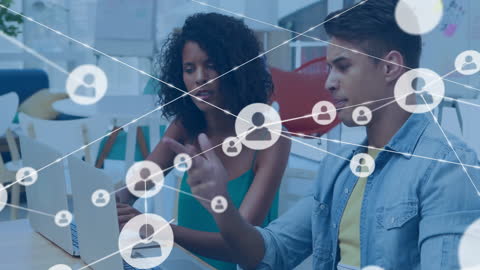 Diverse Colleagues Connected Through Digital Network Links