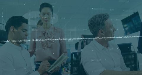 Team Collaboration with Data Analytics in Modern Office