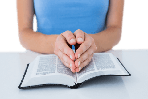 woman praying with bible on white table, reflective moment and transparent top - Download Free Stock Videos Pikwizard.com