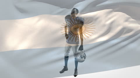 American Football Player Overlayed with Argentine Flag