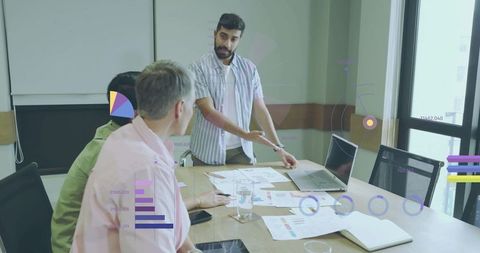 Project Manager Presenting Ideas in Modern Office Environment