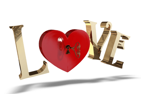 Key to Love Gold Text and Heart on Transparent Background - Download Free Stock Videos Pikwizard.com