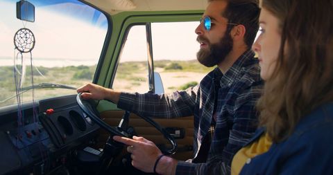 Couple Enjoying Road Trip in Vintage Vehicle - Download Free Stock Images Pikwizard.com