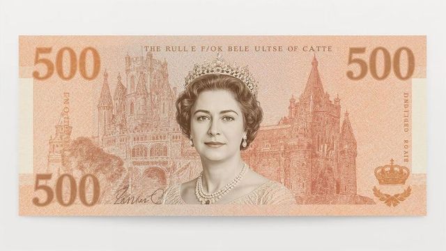 Elegant orange banknote with regal achievements and vintage charm