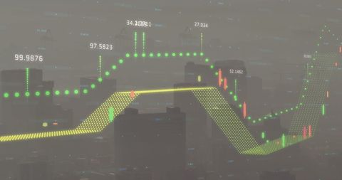 Digital financial analytics over urban skyline