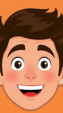 Looping Vertical Animation of Cheerful Cartoon Male Face Smiling for Social Media Branding