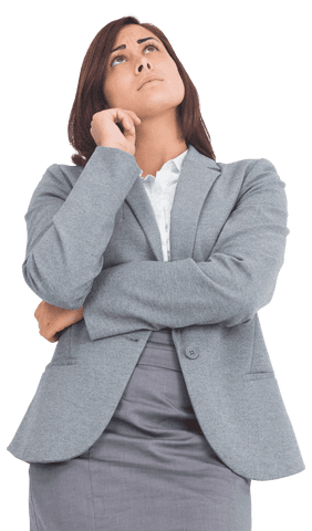 thoughtful businesswoman gazing upward on transparent background - Download Free Stock Videos Pikwizard.com