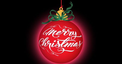 Christmas bauble with elegant-script season’s greetings